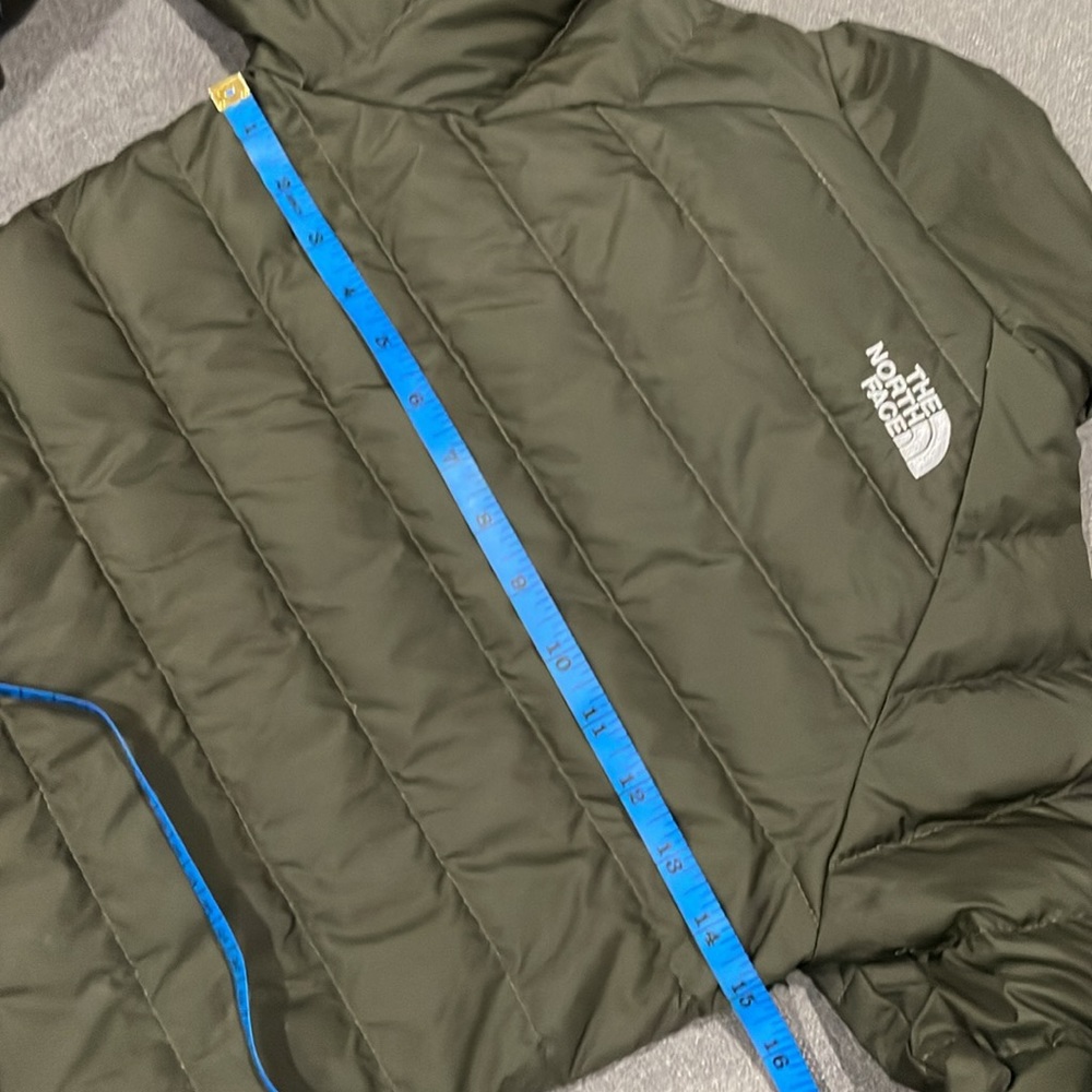 North Face Girls Dark Olive Green Puffer thin Goose Down Coat - Picture 6 of 14